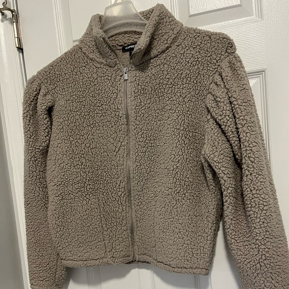 Express fuzzy zip up jacket